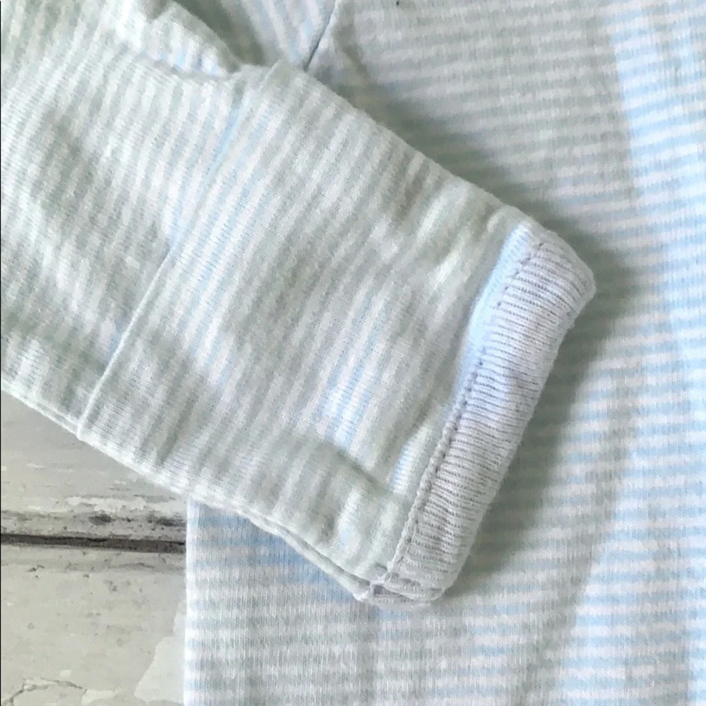 Baby Boy NB Zip Up Footie Sleeper Pajamas Pale Blue Stripes Newborn One Piece